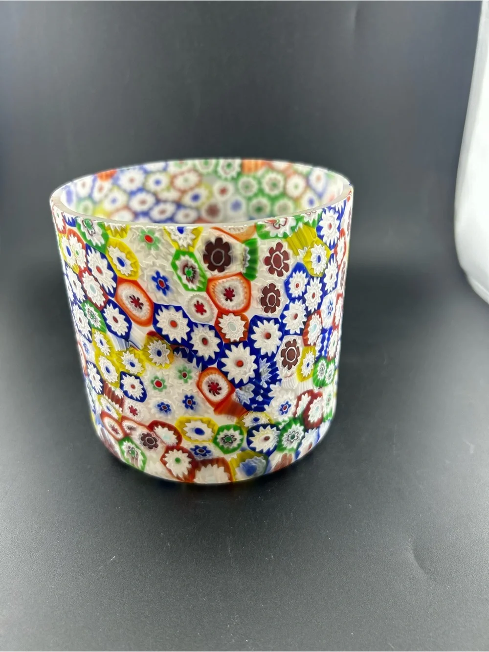 VTG Murano Millefiori Glass Tumbler Vase-Fratelli Toso Italian Art Glass